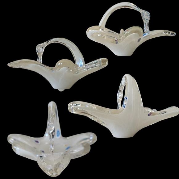 Made In Italy Murano Millefiori Swan Hand Blown Art Decor Basket Trinket Dish - Picture 7 of 9